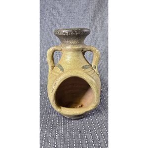 Small Clay Chiminea Vintage Terracotta Mini Tea Light Votive Tabletop Art